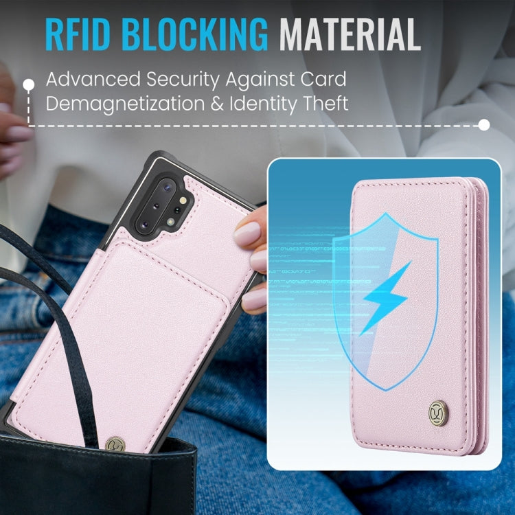 For Samsung Galaxy Note10+ 5G JEEHOOD J05 Business Magnetic Style RFID Leather Phone Case(Pink) - Galaxy Phone Cases by JEEHOOD | Online Shopping UK | buy2fix