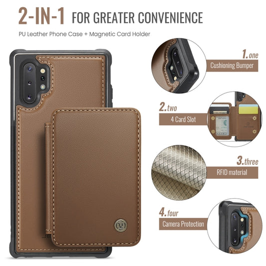For Samsung Galaxy Note10+ 5G JEEHOOD J05 Business Magnetic Style RFID Leather Phone Case(Brown) - Galaxy Phone Cases by JEEHOOD | Online Shopping UK | buy2fix
