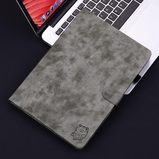 For iPad Air 11 2025 / 2024 Embossed Tiger Pattern Leather Tablet Case(Grey) by buy2fix