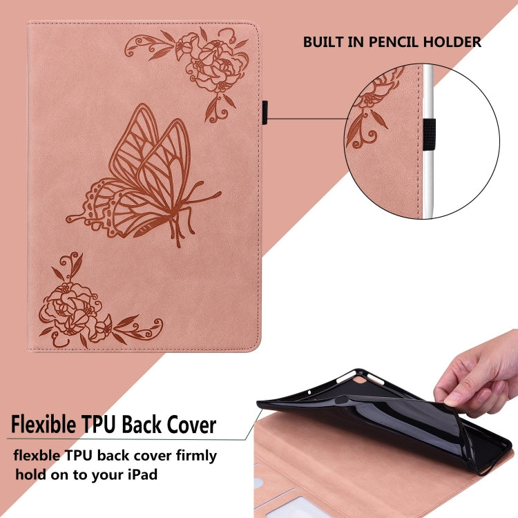 For iPad Air 11 2025 / 2024 Butterfly Flower Embossed Leather Tablet Case(Rose Gold) by buy2fix