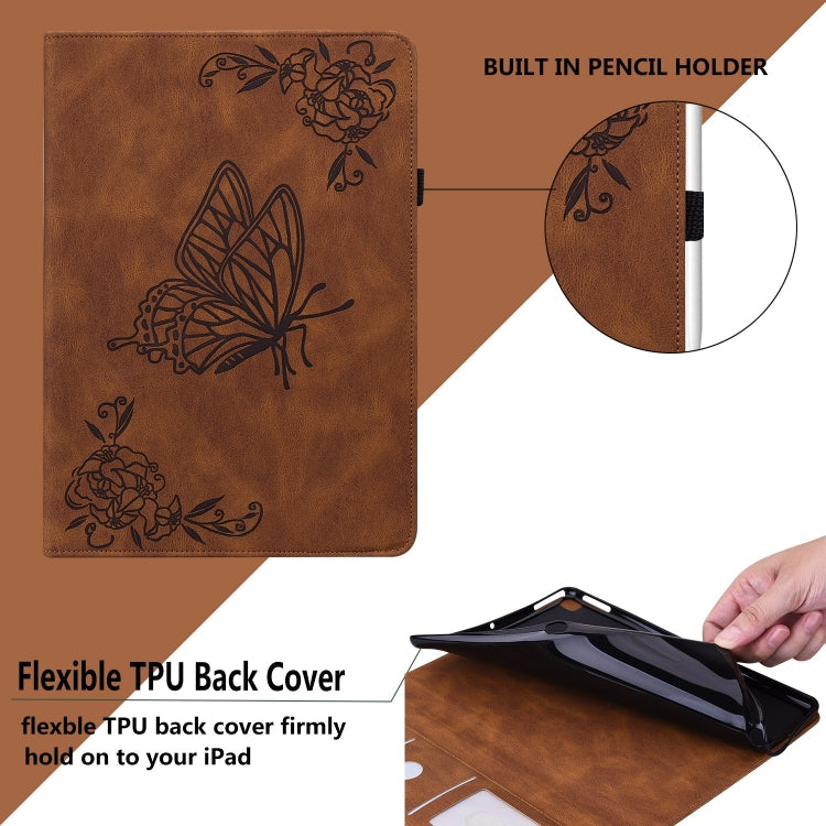 For iPad Pro 11 2025 / 2024 Butterfly Flower Embossed Leather Tablet Case(Brown) by buy2fix