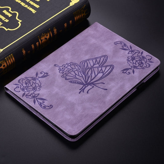 For iPad Pro 11 2025 / 2024 Butterfly Flower Embossed Leather Tablet Case(Purple) by buy2fix