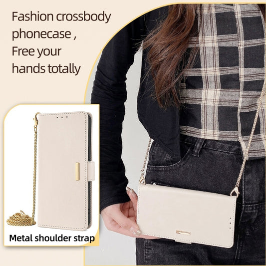 For Motorola Moto G Play 4G 2024 Crossbody Chain Leather Phone Case(White) by buy2fix
