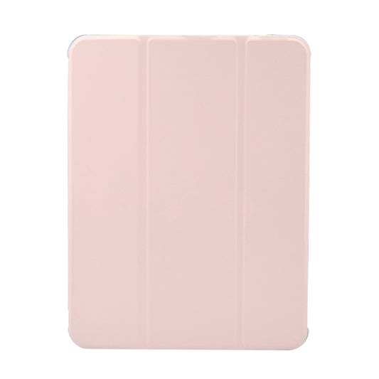 For iPad Air 11 2025 / 2024 3-folding Electric Pressed Skin Texture Leather Tablet Case(Light Pink) by buy2fix