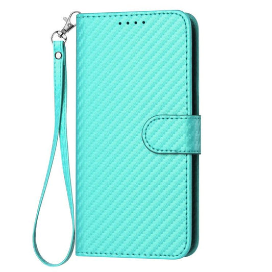 For iPhone 17 Pro Max YX0070 Carbon Fiber Buckle Leather Phone Case with Lanyard(Light Blue) - iPhone 17 Pro Max Cases by buy2fix | Online Shopping UK | buy2fix