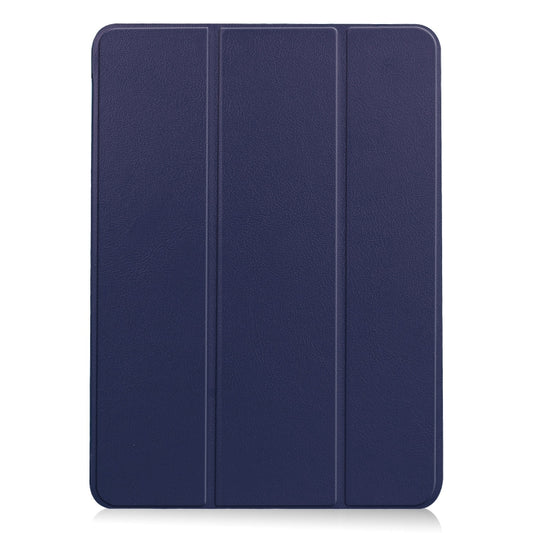 For iPad Air 13 2025 / 2024 Custer Pure Color 3-Fold Holder Smart Leather Tablet Case(Dark Blue) by buy2fix