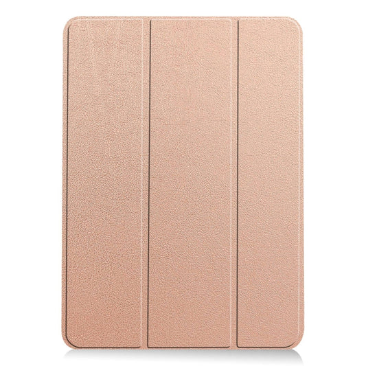 For iPad Air 13 2025 / 2024 Custer Pure Color 3-Fold Holder Smart Leather Tablet Case(Rose Gold) by buy2fix
