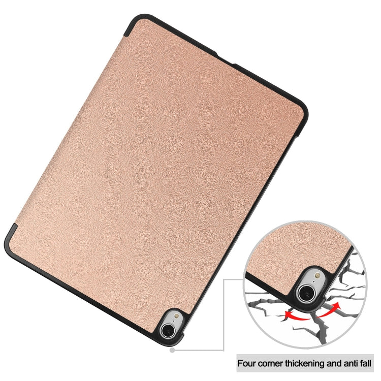 For iPad Air 13 2025 / 2024 Custer Pure Color 3-Fold Holder Smart Leather Tablet Case(Rose Gold) by buy2fix