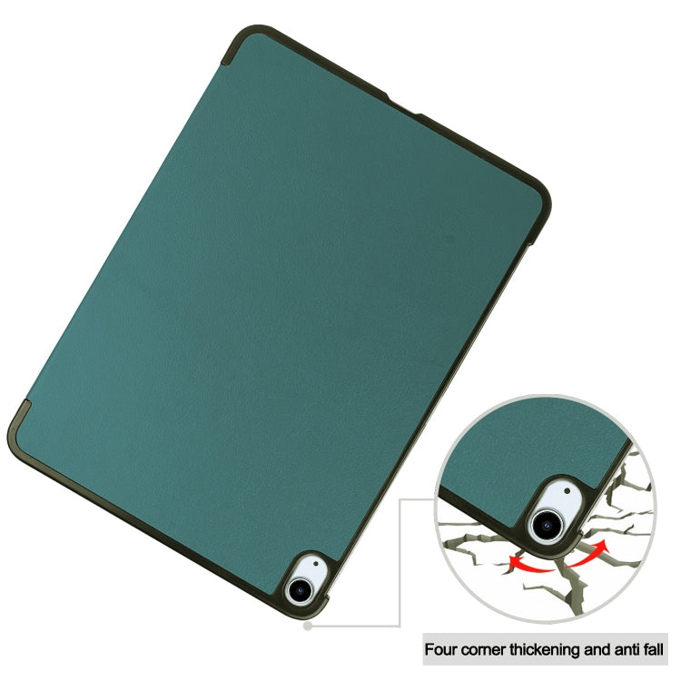 For iPad Air 13 2025 / 2024 Custer Pure Color 3-Fold Holder Smart Leather Tablet Case(Dark Green) by buy2fix