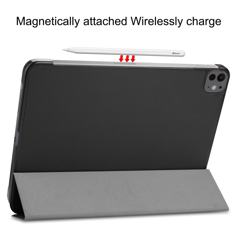 For iPad Pro 13 2025 / 2024 Custer Pure Color 3-Fold Holder Smart Leather Tablet Case(Black) by buy2fix