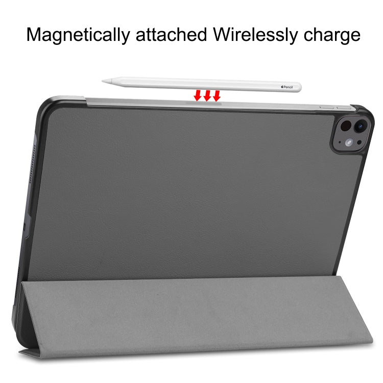 For iPad Pro 13 2025 / 2024 Custer Pure Color 3-Fold Holder Smart Leather Tablet Case(Grey) by buy2fix