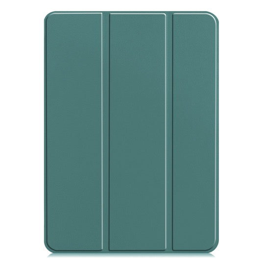 For iPad Pro 13 2025 / 2024 Custer Pure Color 3-Fold Holder Smart Leather Tablet Case(Dark Green) by buy2fix