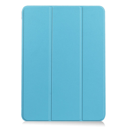 For iPad Air 11 2025 / 2024 Custer Pure Color 3-Fold Holder Smart Leather Tablet Case(Sky Blue) by buy2fix