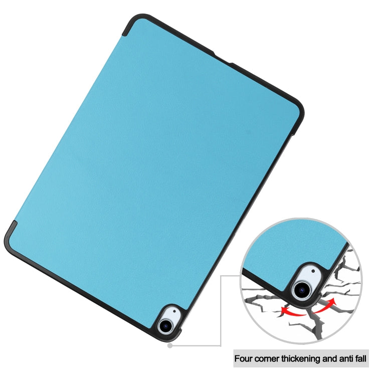 For iPad Air 11 2025 / 2024 Custer Pure Color 3-Fold Holder Smart Leather Tablet Case(Sky Blue) by buy2fix