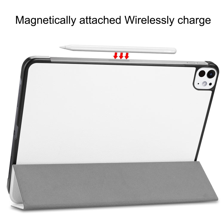 For iPad Pro 11 2025 / 2024 Custer Pure Color 3-Fold Holder Smart Leather Tablet Case(White) by buy2fix