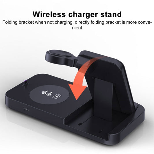 For Apple Series 3 in 1 15W Earphones/Phones/Watch Fold Wireless Charger Stand(Black) by buy2fix