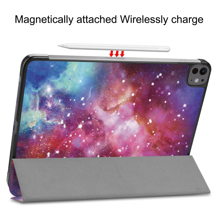 For iPad Pro 13 2025 / 2024 Custer Painted 3-Fold Holder Smart Leather Tablet Case(Milky Way Nebula) by buy2fix