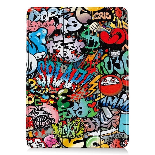 For iPad Air 13 2025 / 2024 Custer Painted 3-Fold Holder Smart Leather Tablet Case(Graffiti) by buy2fix
