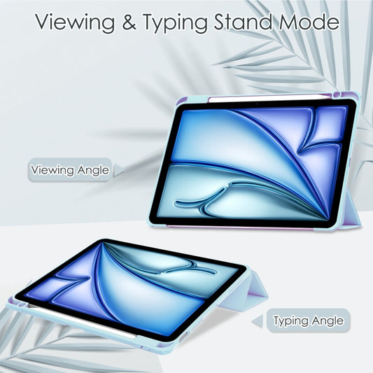 For iPad Air 11 2025 / 2024 Pure Color 3-fold Clear TPU Smart Leather Tablet Case(Sky Blue) by buy2fix