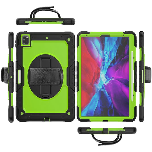 For iPad Pro 13 2025 / 2024 Lucky Wheel Grip Silicone Hybrid PC Tablet Case with Shoulder Strap(Yellow Green+Black) by buy2fix