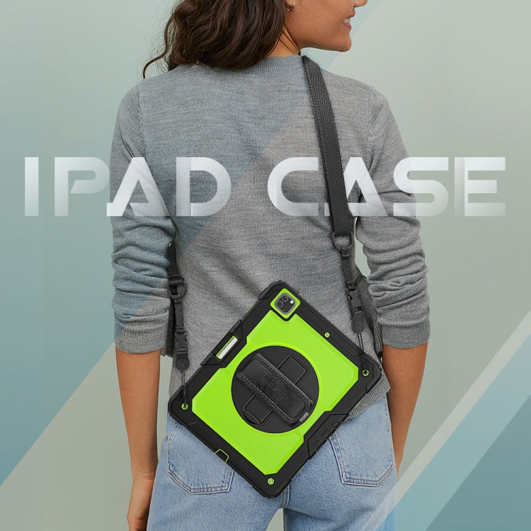 For iPad Pro 13 2025 / 2024 Lucky Wheel Grip Silicone Hybrid PC Tablet Case with Shoulder Strap(Yellow Green+Black) by buy2fix