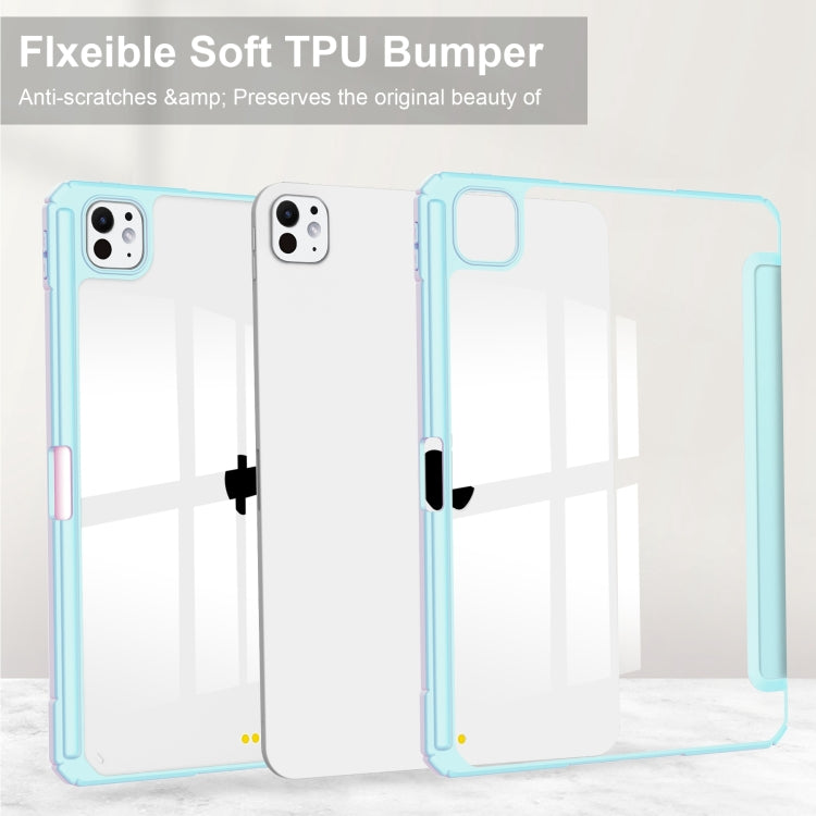 For iPad Pro 13 2025 / 2024 Pure Color 3-fold Clear TPU Smart Leather Tablet Case(Sky Blue) by buy2fix