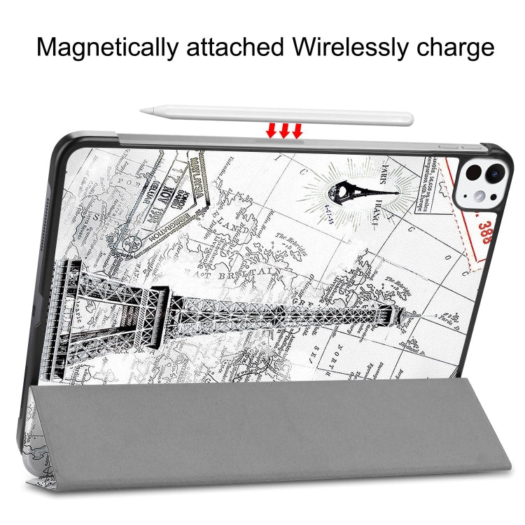 For iPad Pro 11 2025 / 2024 Custer Painted 3-Fold Holder Smart Leather Tablet Case(Retro Tower) by buy2fix