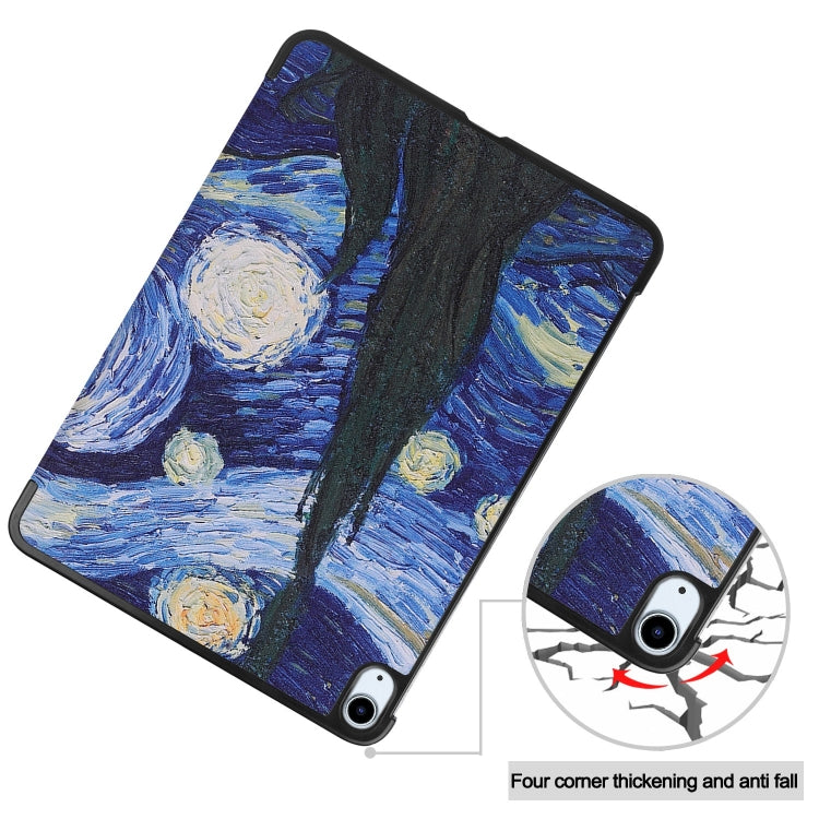 For iPad Air 11 2025 / 2024 Custer Painted 3-Fold Holder Smart Leather Tablet Case(Starry Sky) by buy2fix