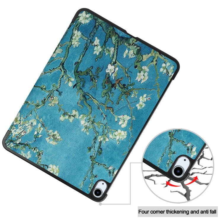 For iPad Air 11 2025 / 2024 Custer Painted 3-Fold Holder Smart Leather Tablet Case(Apricot Blossom) by buy2fix