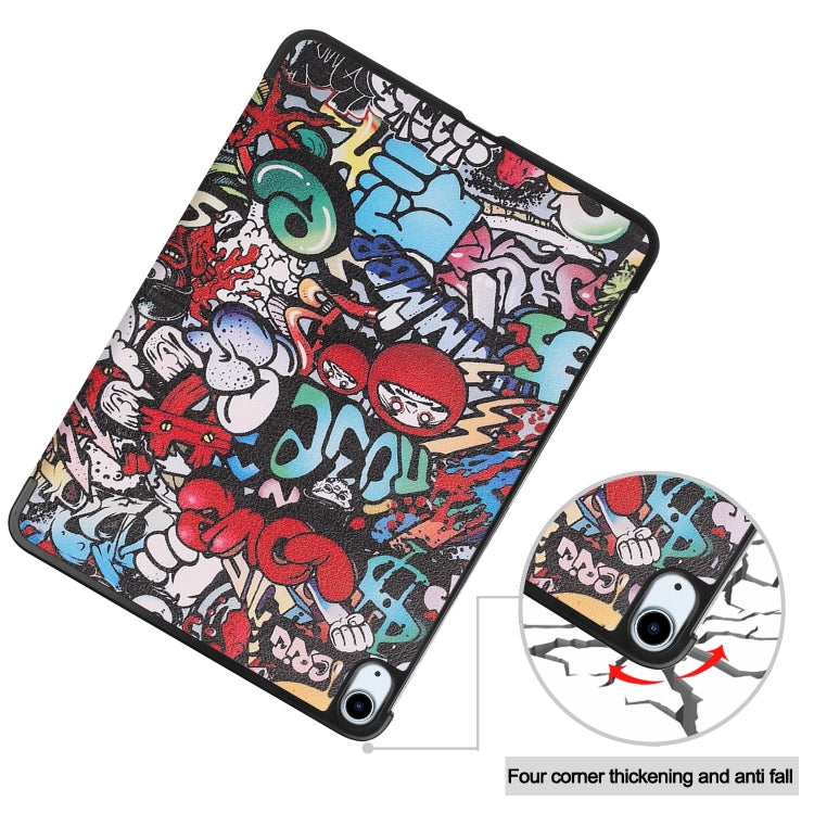 For iPad Air 11 2025 / 2024 Custer Painted 3-Fold Holder Smart Leather Tablet Case(Graffiti) by buy2fix