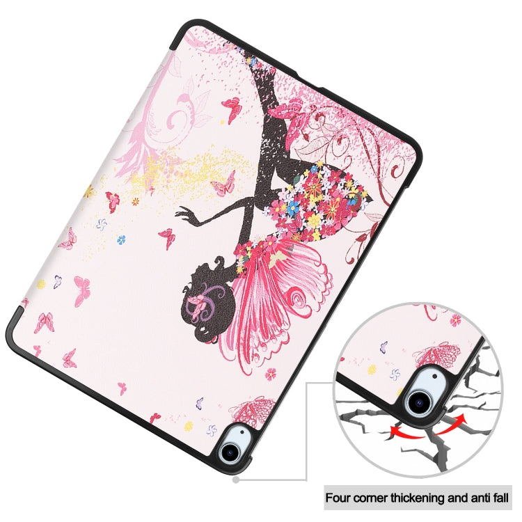 For iPad Air 11 2025 / 2024 Custer Painted 3-Fold Holder Smart Leather Tablet Case(Elf Girl) by buy2fix