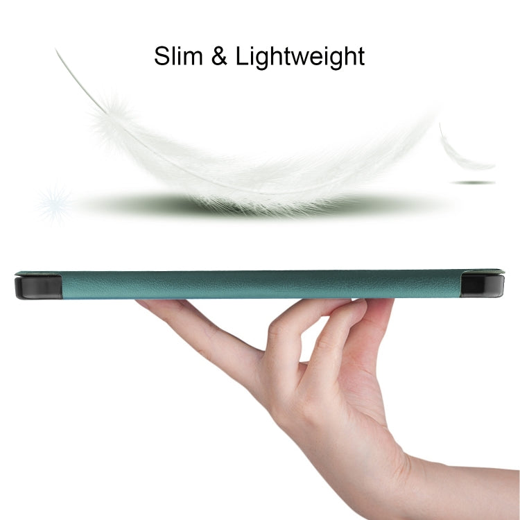 For iPad Air 11 2024 / 2025 Custer TPU Pure Color 3-Fold Holder Smart Leather Tablet Case(Dark Green) by buy2fix