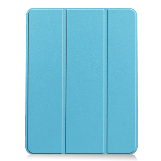 For iPad Air 11 2024 / 2025 Custer TPU Pure Color 3-Fold Holder Smart Leather Tablet Case(Sky Blue) by buy2fix