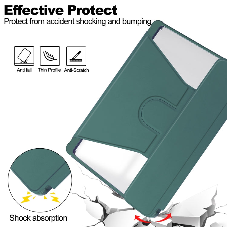 For iPad Pro 11 2025 / 2024 Transparent Rotation Smart Leather Tablet Case with Keyboard(Dark Green) by buy2fix
