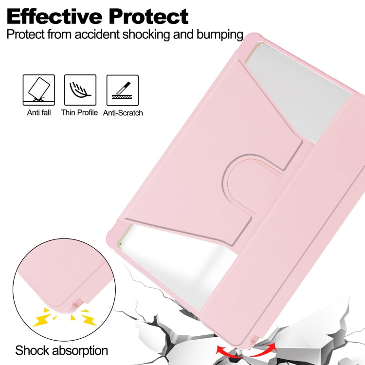 For iPad Air 13 2025 / 2024 Transparent Rotation Smart Leather Tablet Case with Keyboard(Pink) by buy2fix