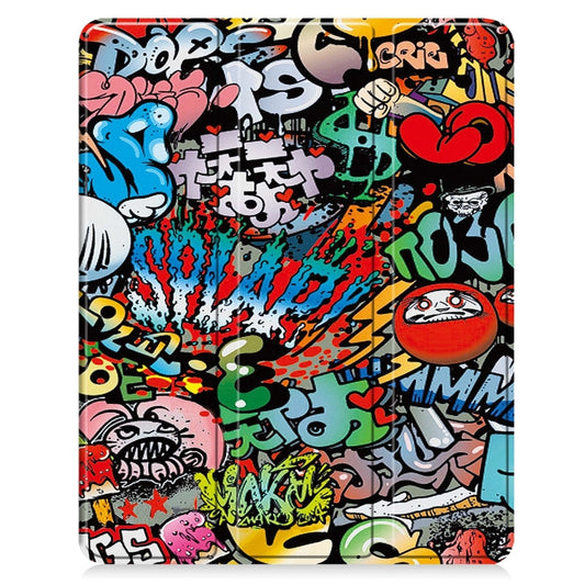 For iPad Air 13 2024 / 2025 Custer Painted 3-Fold Holder Smart Leather Tablet Case with Pen Tray(Graffiti) by buy2fix