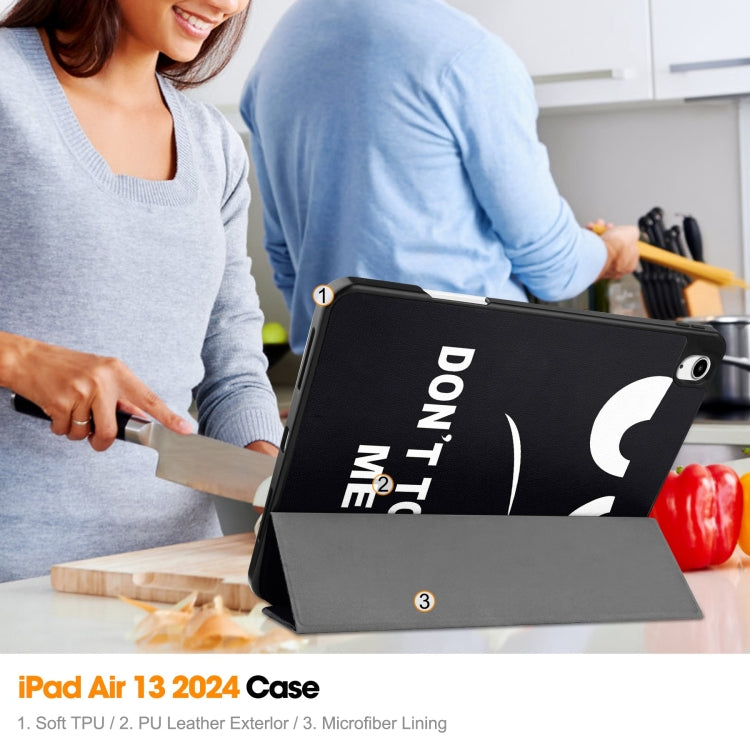 For iPad Air 13 2024 / 2025 Custer Painted 3-Fold Holder Smart Leather Tablet Case with Pen Tray(Big Eye ME) by buy2fix