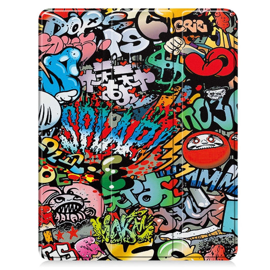 For iPad Pro 13 2025 / 2024 Custer Painted 3-Fold Holder Smart Leather Tablet Case with Pen Tray(Graffiti) by buy2fix