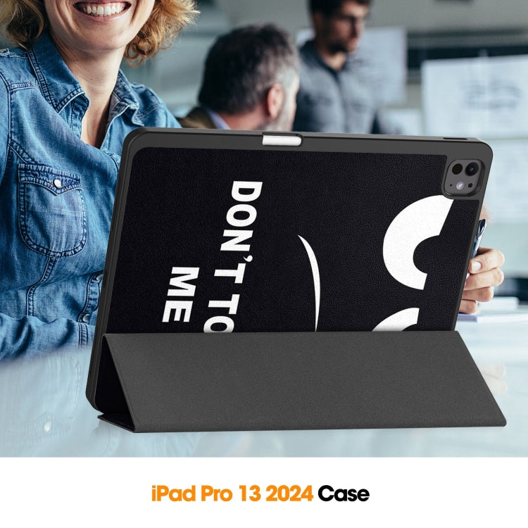 For iPad Pro 13 2025 / 2024 Custer Painted 3-Fold Holder Smart Leather Tablet Case with Pen Tray(Big Eye ME) by buy2fix