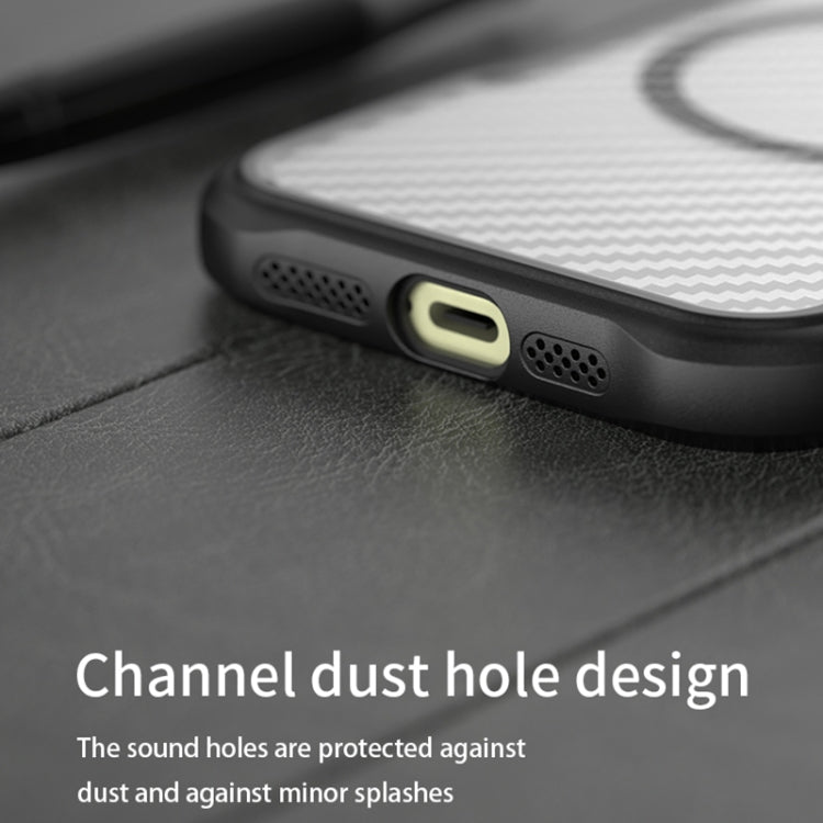 For iPhone 16 Pro Carbon Fiber Texture MagSafe Translucent Phone Case(Black) by buy2fix