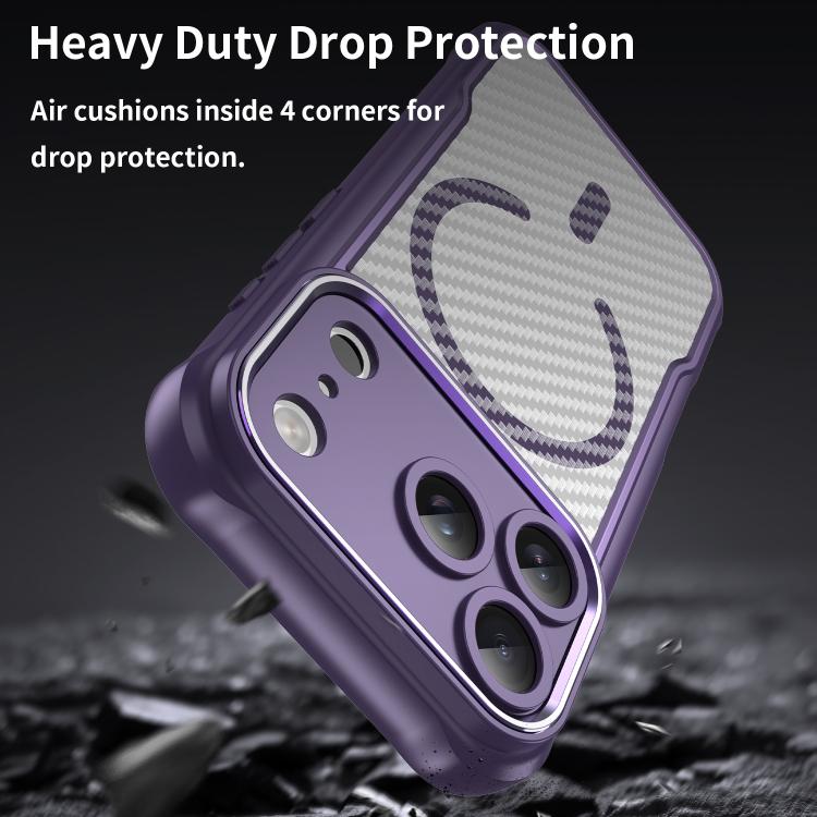 For iPhone 17 Pro Carbon Fiber Texture MagSafe Translucent Phone Case(Purple) - iPhone 17 Pro Cases by buy2fix | Online Shopping UK | buy2fix
