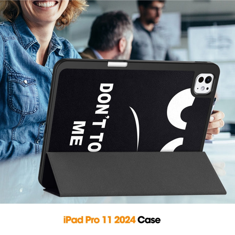 For iPad Pro 11 2025 / 2024 Custer Painted 3-Fold Holder Smart Leather Tablet Case with Pen Tray(Big Eye ME) by buy2fix