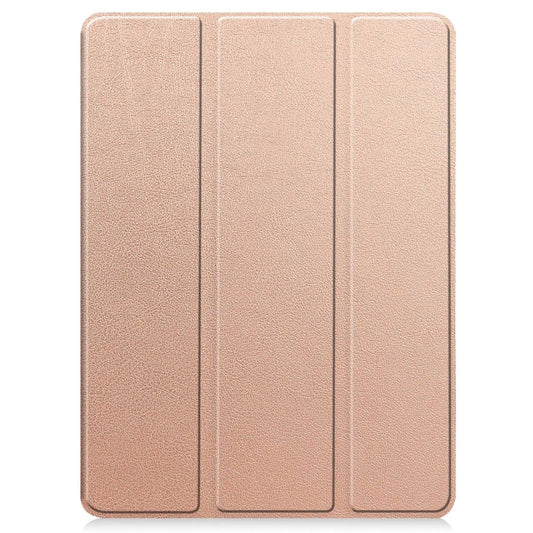 For iPad Pro 11 2025 / 2024 Custer TPU Pure Color 3-Fold Holder Smart Leather Tablet Case with Pen Tray(Rose Gold) by buy2fix