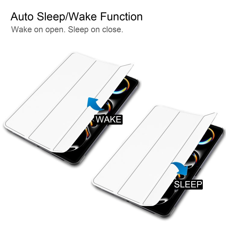 For iPad Pro 11 2025 / 2024 Custer TPU Pure Color 3-Fold Holder Smart Leather Tablet Case with Pen Tray(White) by buy2fix