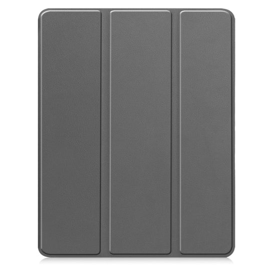 For iPad Pro 13 2025 / 2024 Custer TPU Pure Color 3-Fold Holder Smart Leather Tablet Case with Pen Tray(Grey) by buy2fix
