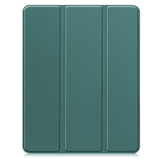 For iPad Pro 13 2025 / 2024 Custer TPU Pure Color 3-Fold Holder Smart Leather Tablet Case with Pen Tray(Dark Green) by buy2fix
