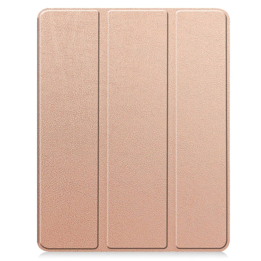For iPad Pro 13 2025 / 2024 Custer TPU Pure Color 3-Fold Holder Smart Leather Tablet Case with Pen Tray(Rose Gold) by buy2fix