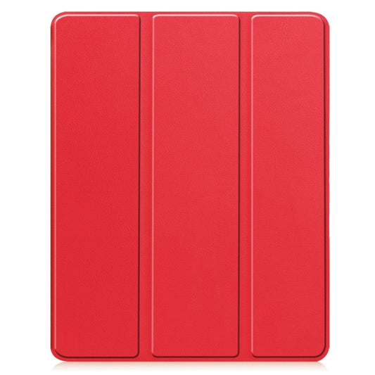 For iPad Air 13 2024 / 2025 Custer TPU Pure Color 3-Fold Holder Smart Leather Tablet Case with Pen Tray(Red) by buy2fix