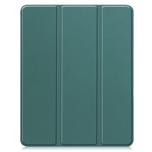 For iPad Air 13 2024 / 2025 Custer TPU Pure Color 3-Fold Holder Smart Leather Tablet Case with Pen Tray(Dark Green) by buy2fix