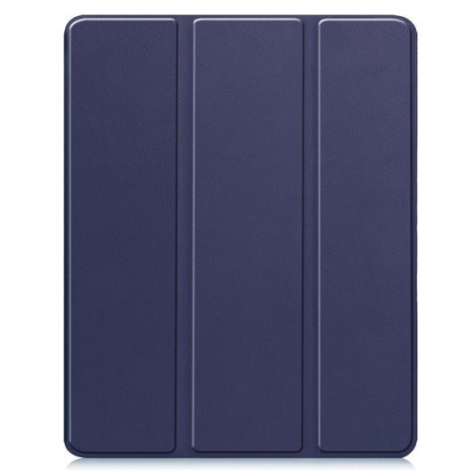 For iPad Air 13 2024 / 2025 Custer TPU Pure Color 3-Fold Holder Smart Leather Tablet Case with Pen Tray(Dark Blue) by buy2fix